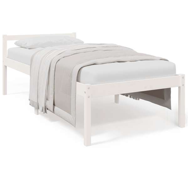 vidaXL seeniorivoodi valge 75x190 cm v&auml;ike &uuml;hekohaline m&auml;nnipuit
