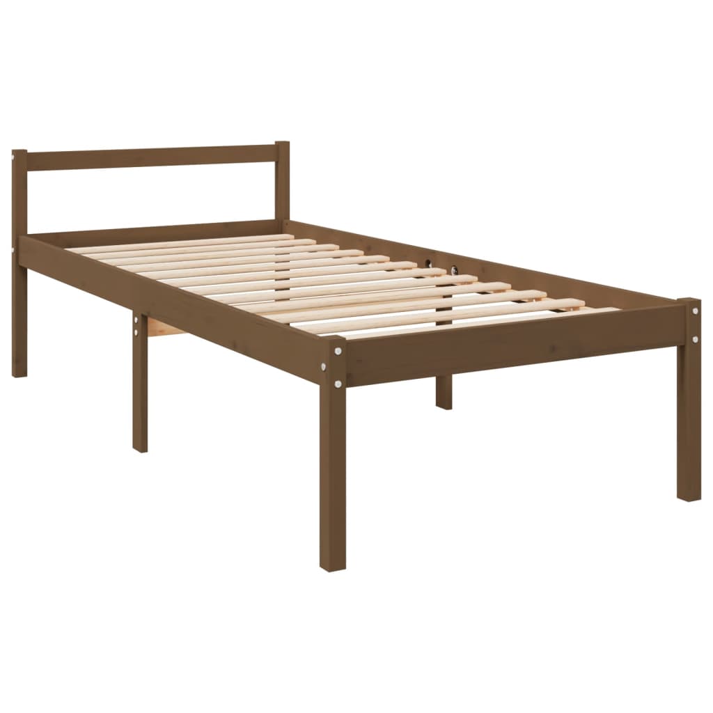 vidaXL Bed Frame Honey Brown 75x190 cm Small Single Solid Wood Pine