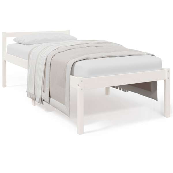 vidaXL seeniorivoodi valge 90x190 cm v&auml;ike &uuml;hekohaline m&auml;nnipuit