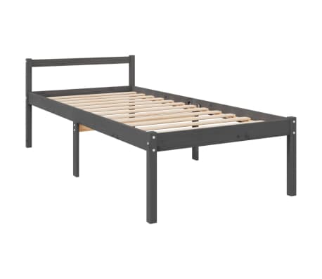 vidaXL Lit pour personne âgée gris 90x190 cm simple bois massif de pin