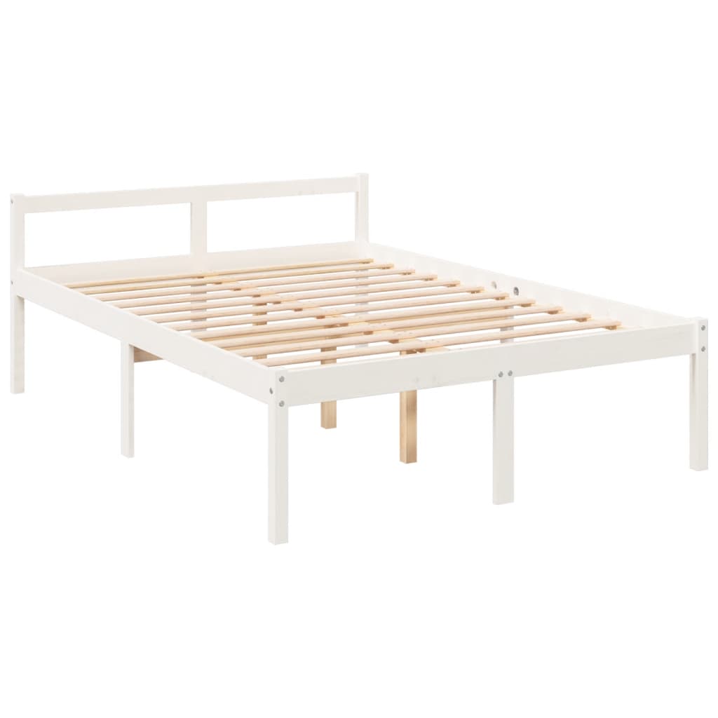 vidaXL Bedframe massief hout wit 120x190 cm 4FT small double