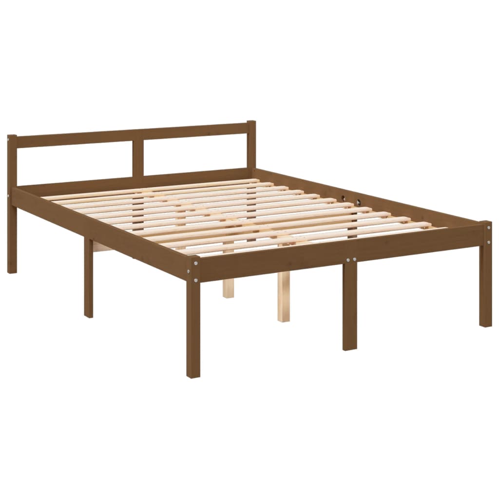 vidaXL Bedframe massief grenenhout honingbruin 135x190 cm 4FT6 double