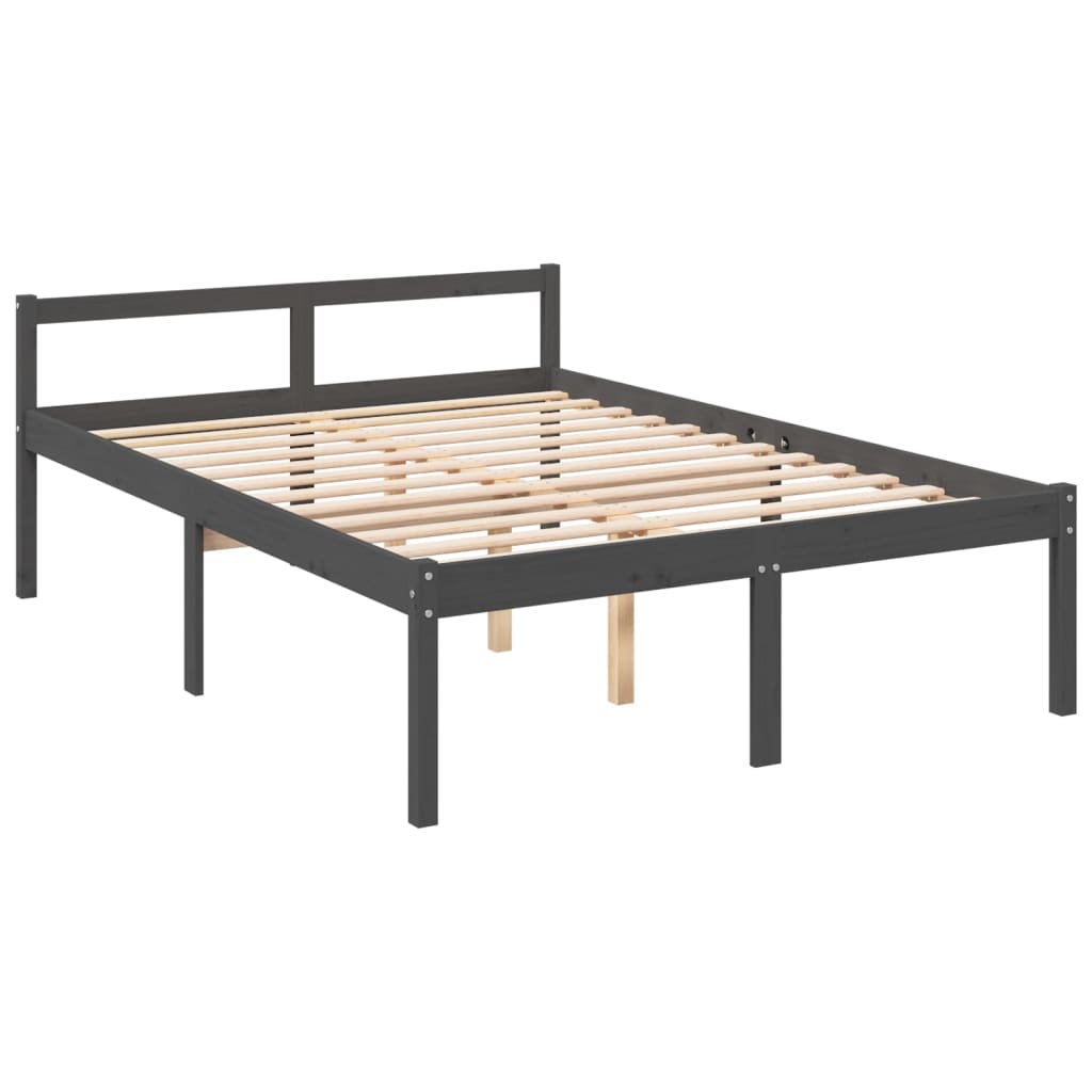 vidaXL Bedframe massief grenenhout grijs 140x190 cm