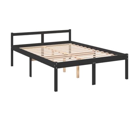 vidaXL Lit pour personne âgée noir 140x190 cm bois massif de pin