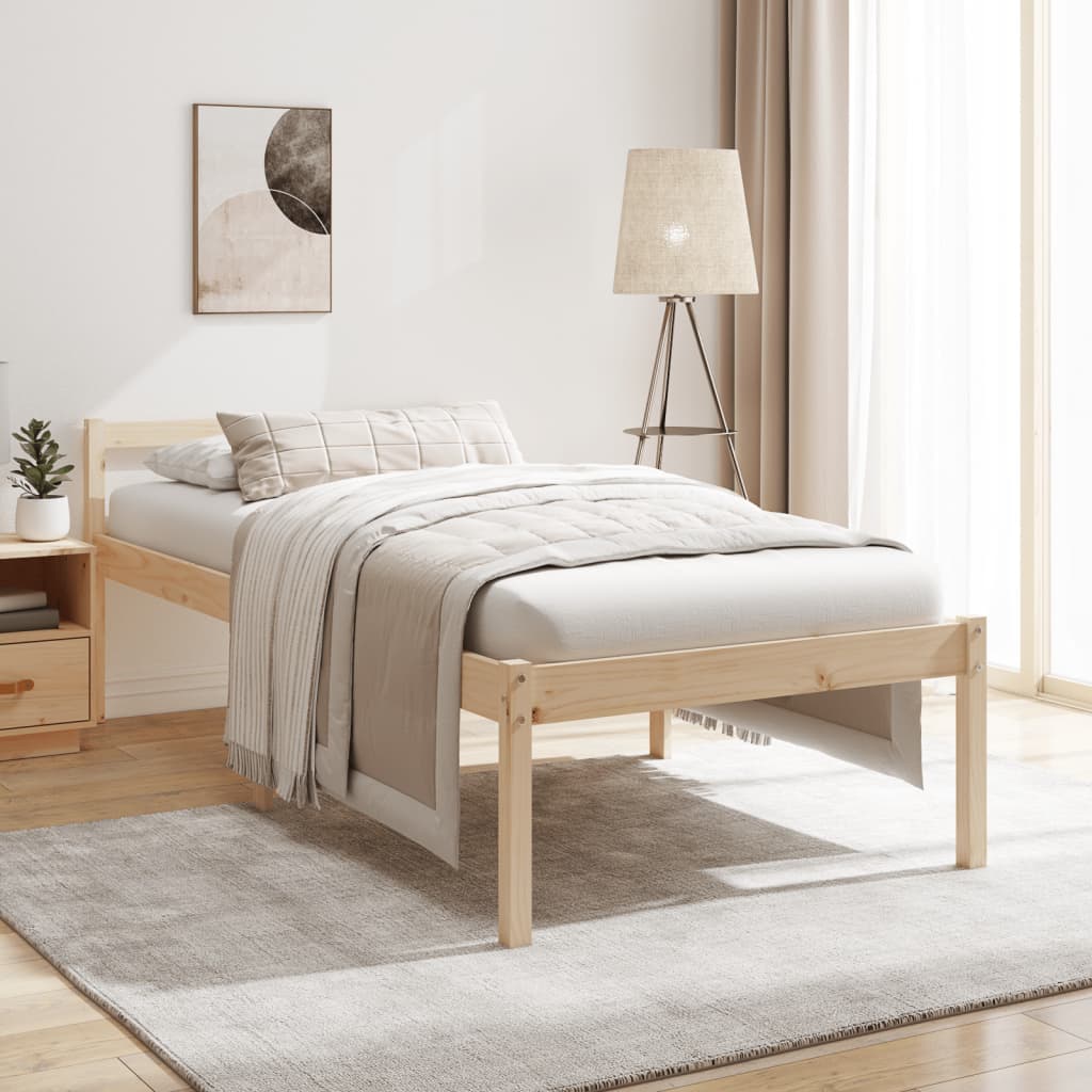 Estructura de cama de madera maciza de pino 90x200