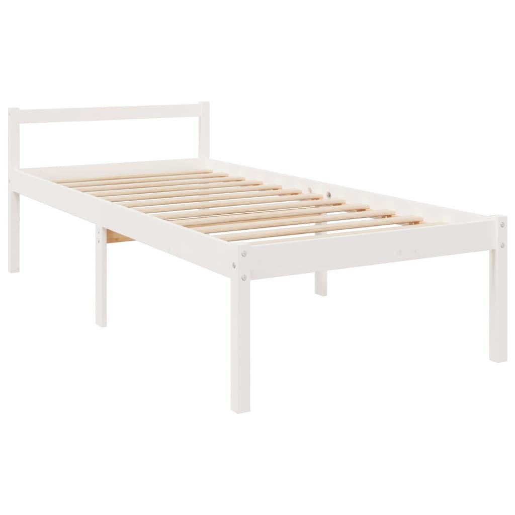 vidaXL Cama para personas mayores madera maciza pino blanca 90x200 cm