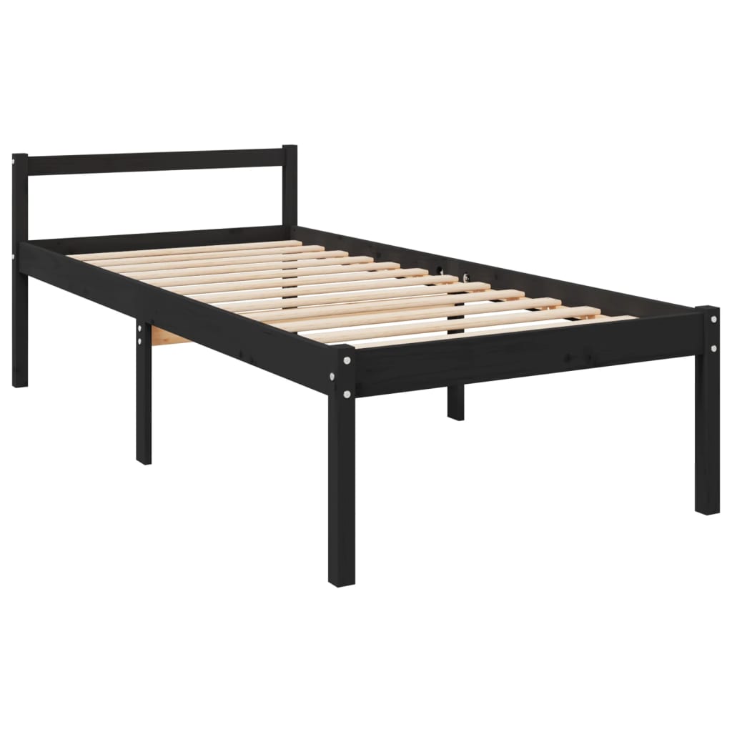 vidaXL Bedframe massief grenenhout zwart 90x200 cm