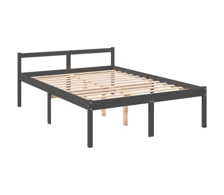 vidaXL Cama para personas mayores madera maciza pino gris 140x200 cm