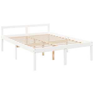 Postel pro seniory bílá 150 x 200 cm King Size masivní borovice - obrázek 3