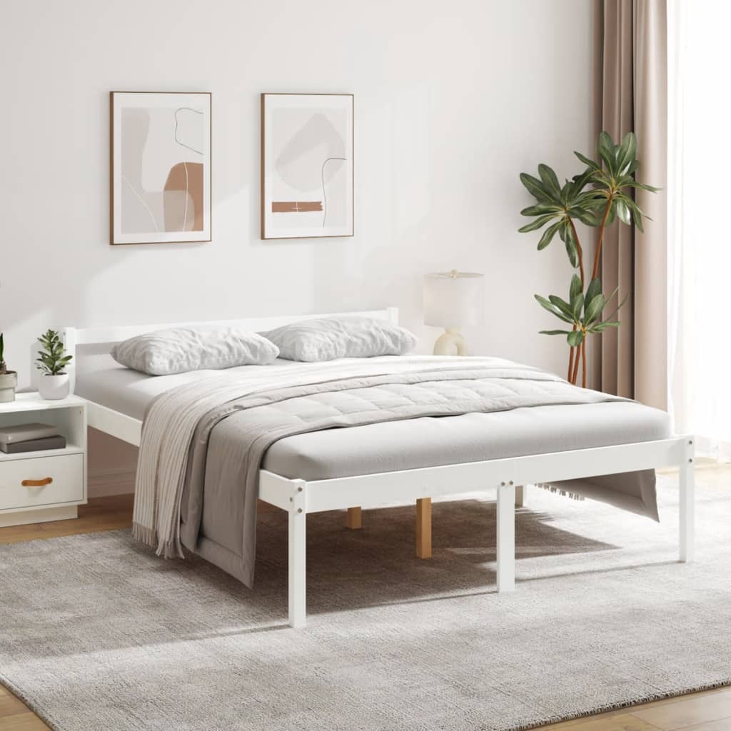 Estructura de cama de madera maciza de pino blanco 160x200 cm