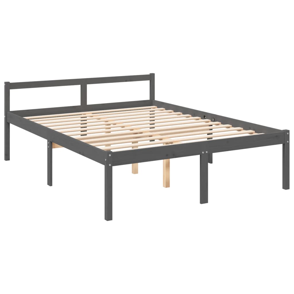 vidaXL Bed Frame Grey 160x200 cm Solid Wood Pine