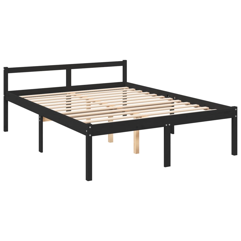 vidaXL Bedframe massief grenenhout zwart 160x200 cm