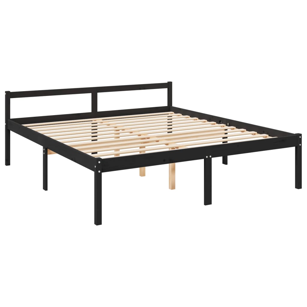 vidaXL Bedframe massief grenenhout zwart 180x200 cm 6FT super king