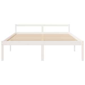 Postel pro seniory bílá 200 x 200 cm masivní borovice - obrázek 4