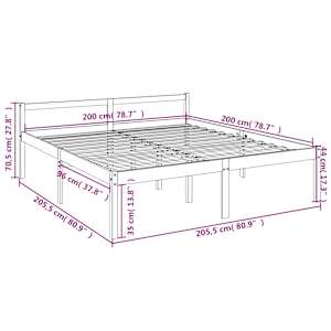 Postel pro seniory bílá 200 x 200 cm masivní borovice - obrázek 10