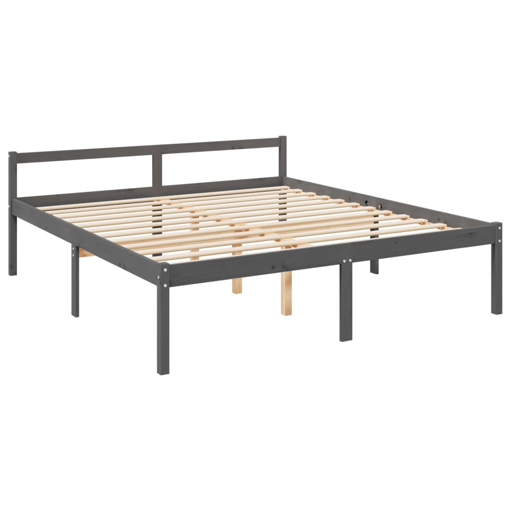 vidaXL Bedframe massief grenenhout grijs 200x200 cm