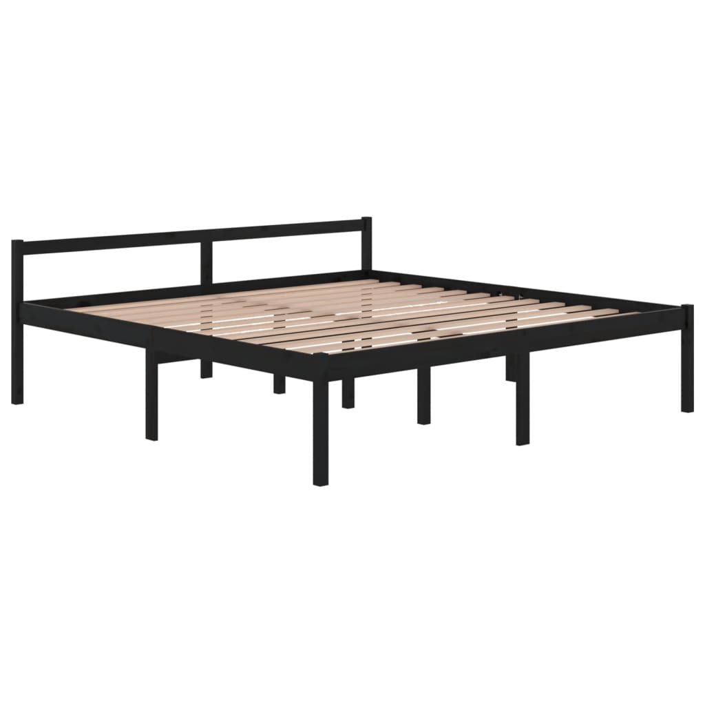 vidaXL Senior Bed without Mattress Black 200x200cm Solid Wood Pine