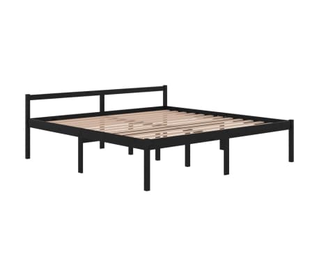 vidaXL Senior Bed without Mattress Black 200x200cm Solid Wood Pine