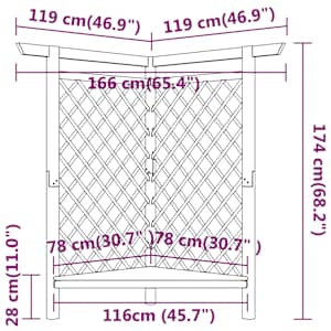 Rohová pergola s lavicí 166 x 81 x 174 cm impregnovaná borovice - obrázek 6
