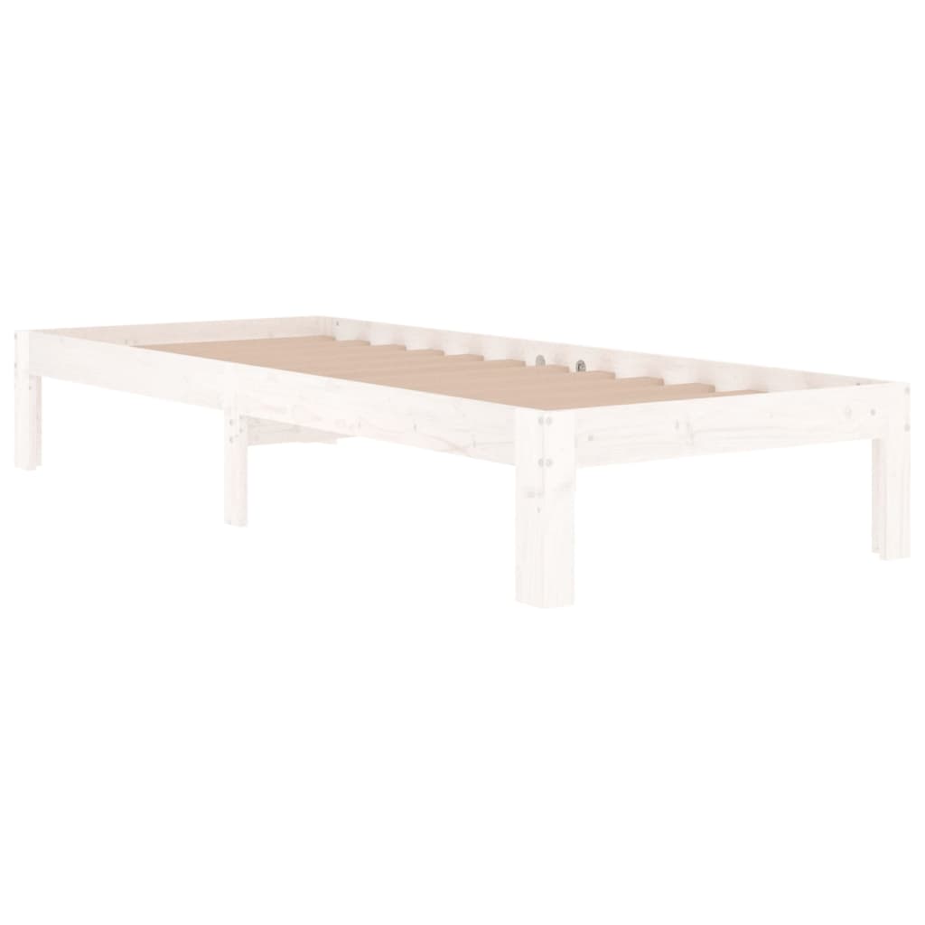 vidaXL Bedframe massief hout wit 75x190 cm afbeelding