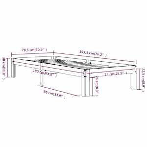 Rám postele bílý masivní dřevo 75 x 190 cm malé jednolůžko - obrázek 8