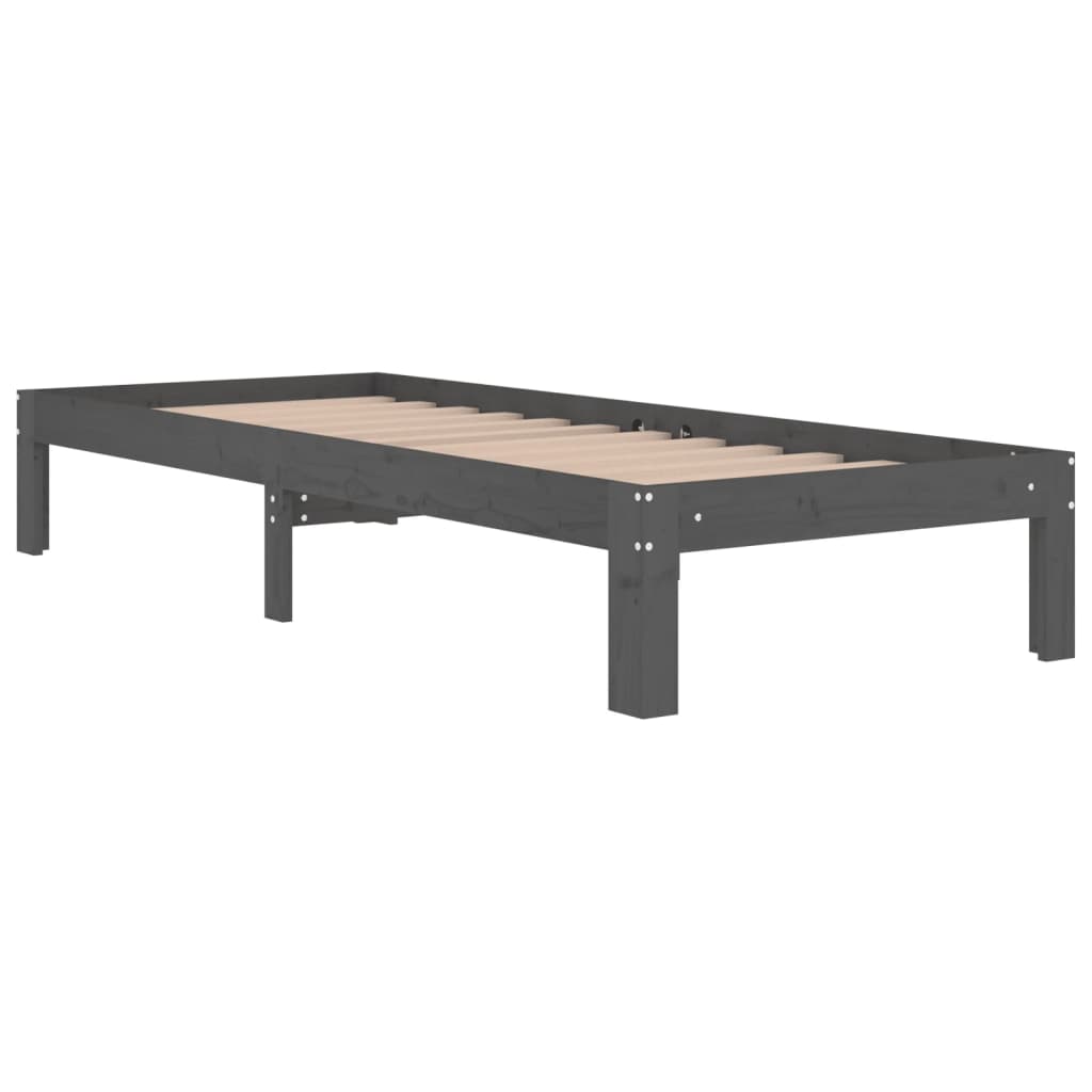 

vidaXL Bedframe massief hout grijs 75x190 cm 2FT6 small single