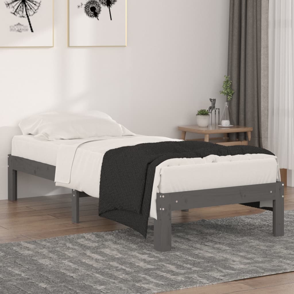 Petrashop  Rám postele šedý masivní dřevo 75 x 190 cm Small Single