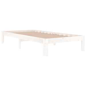 Rám postele bílý masivní dřevo 90 x 190 cm jednolůžko - obrázek 3