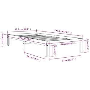 Rám postele bílý masivní dřevo 90 x 190 cm jednolůžko - obrázek 8