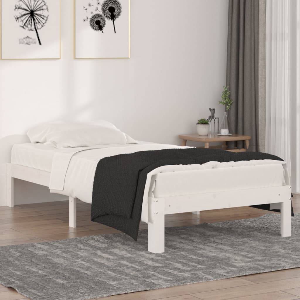 Rám postele bílý masivní dřevo 90 x 190 cm Single