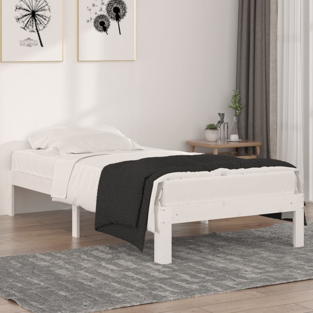 vidaXL Rama ka, biaa, lite drewno, 90x190 cm, pojedyncza