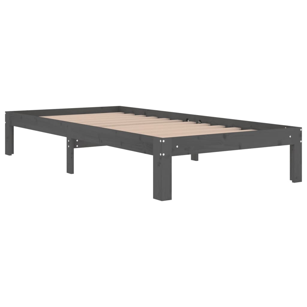 

vidaXL Bedframe massief hout grijs 90x190 cm 3FT single