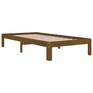 vidaXL Lovos rėmas, medaus rudas, 90x190cm, mediena, vienvietis