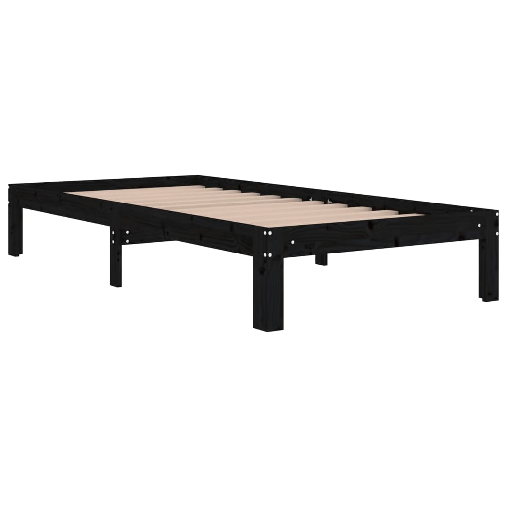 

vidaXL Bedframe massief hout zwart 90x190 cm 3FT single