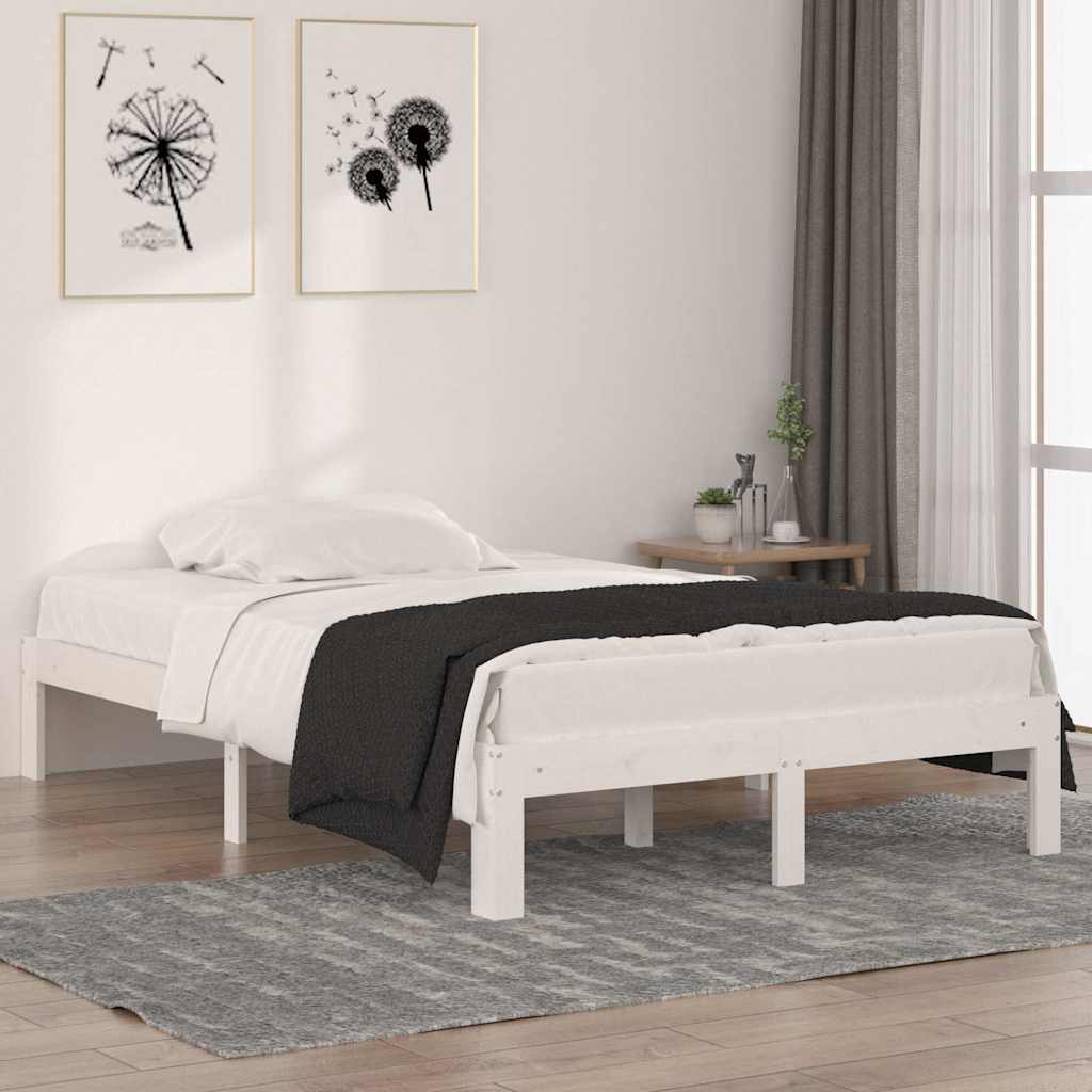 vidaXL Rama ��ka, bia�a, lite drewno, 120x190 cm, podw�jna