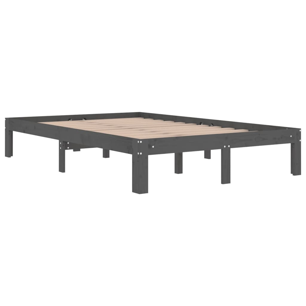

vidaXL Bedframe massief hout grijs 120x190 cm 4FT small double