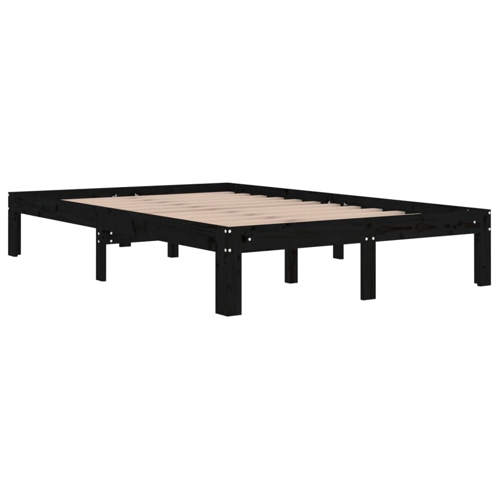 vidaXL Massivholzbett Schwarz 120x190 cm