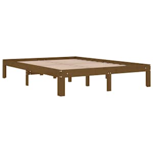 vidaXL Sengeramme honningbrun heltre 135x190 cm Double