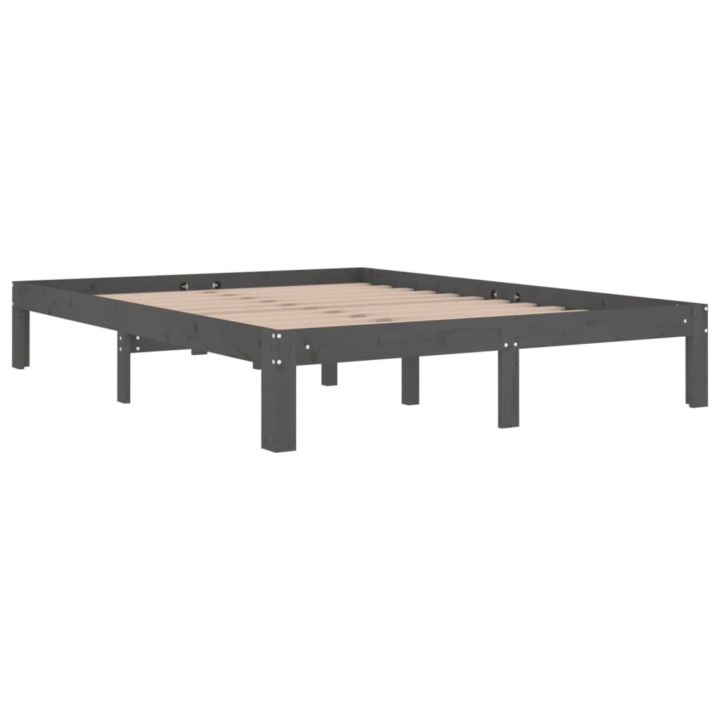 

vidaXL Bedframe massief grenenhout grijs 140x190 cm