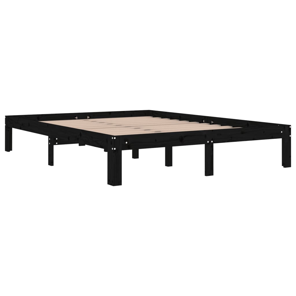 

vidaXL Bedframe massief grenenhout zwart 140x190 cm