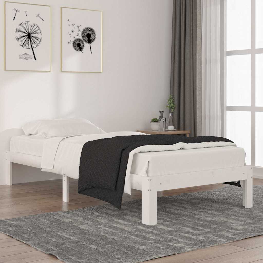 vidaXL Rama ��ka, bia�a, lite drewno sosnowe, 90 x 200 cm
