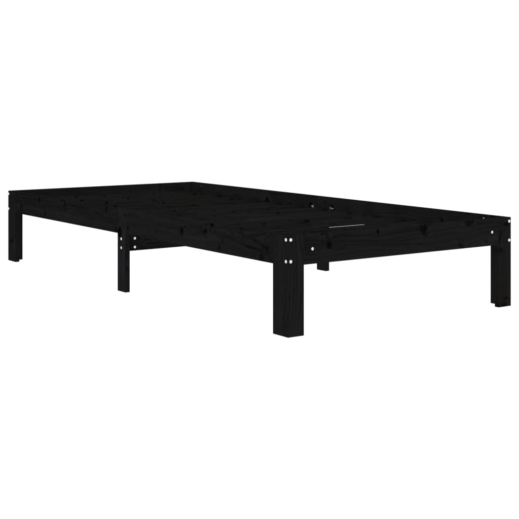 

vidaXL Bedframe massief grenenhout zwart 90x200 cm