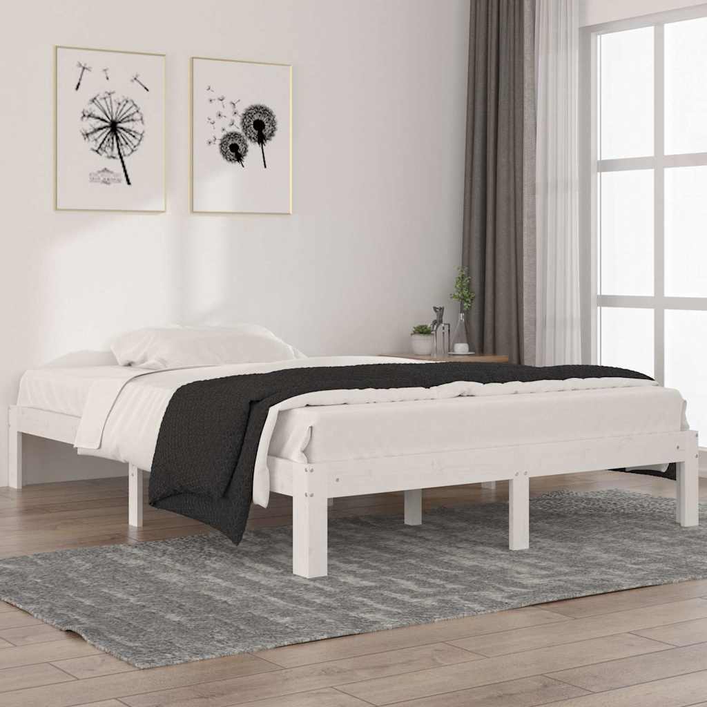 vidaXL Rama ��ka, bia�a, lite drewno sosnowe, 140 x 200 cm