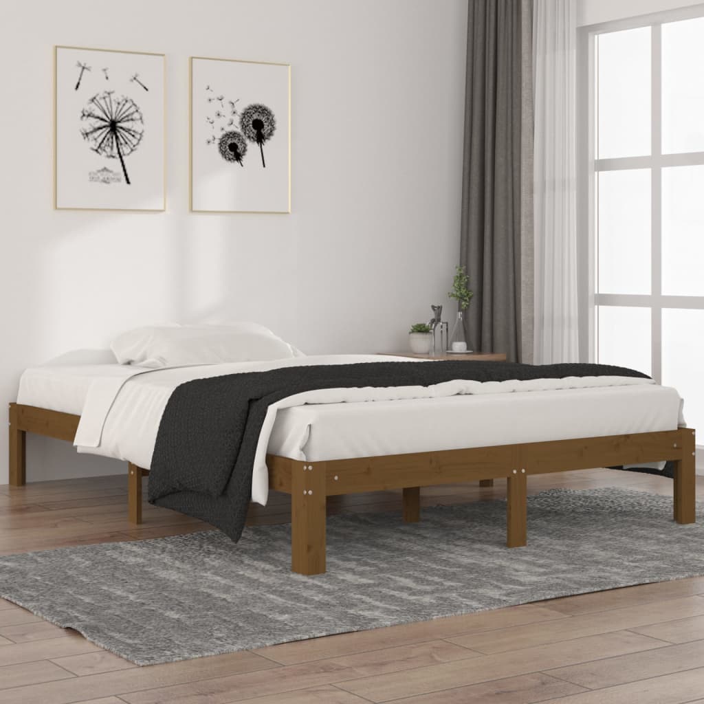 vidaXL Cadru de pat, maro miere, 140×200 cm, lemn masiv de pin 140x200