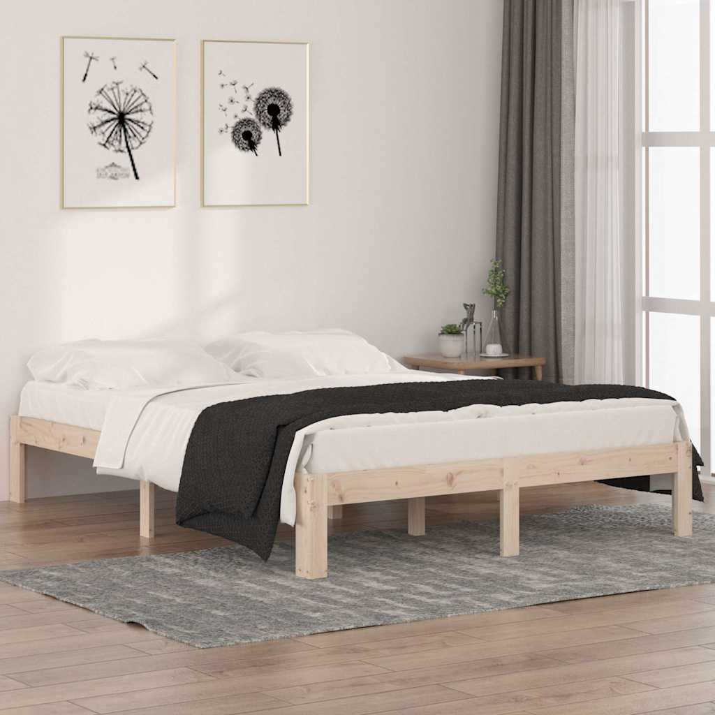 vidaXL Rama ��ka, lite drewno, 150x200 cm