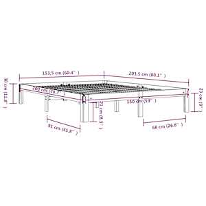 Rám postele bílý masivní dřevo 150 x 200 cm King Size - obrázek 8