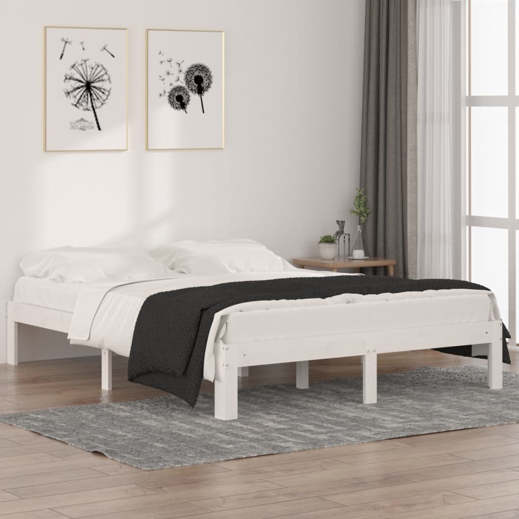 Estructura de Cama Somier Base Mueble Dormitorio Madera Maciza Pino vidaXL