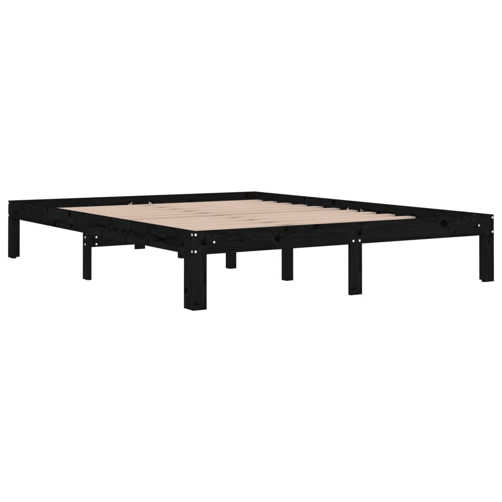 

vidaXL Bedframe massief hout zwart 150x200 cm 5FT King Size