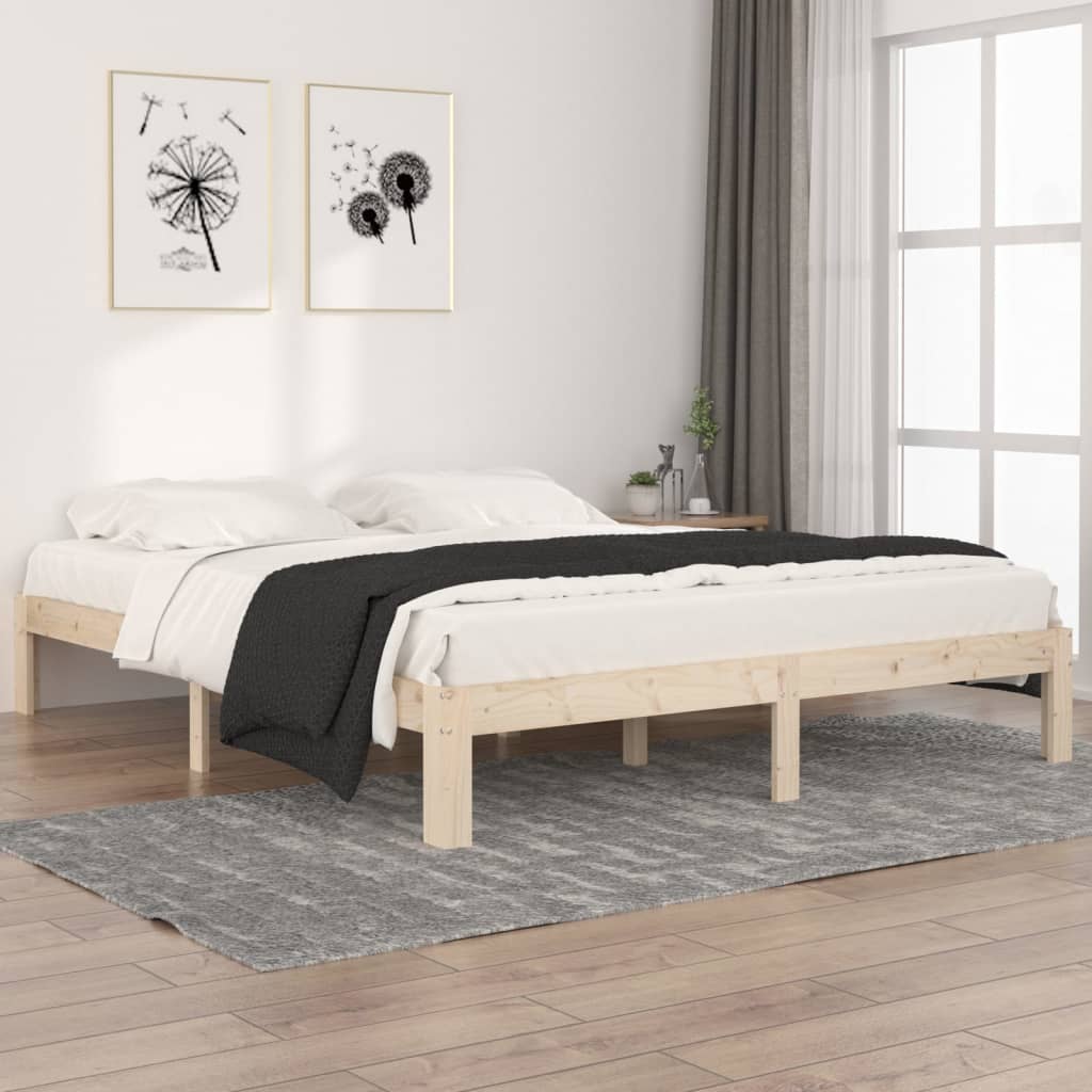 vidaXL sengeramme 160x200 cm massivt fyrretræ billede
