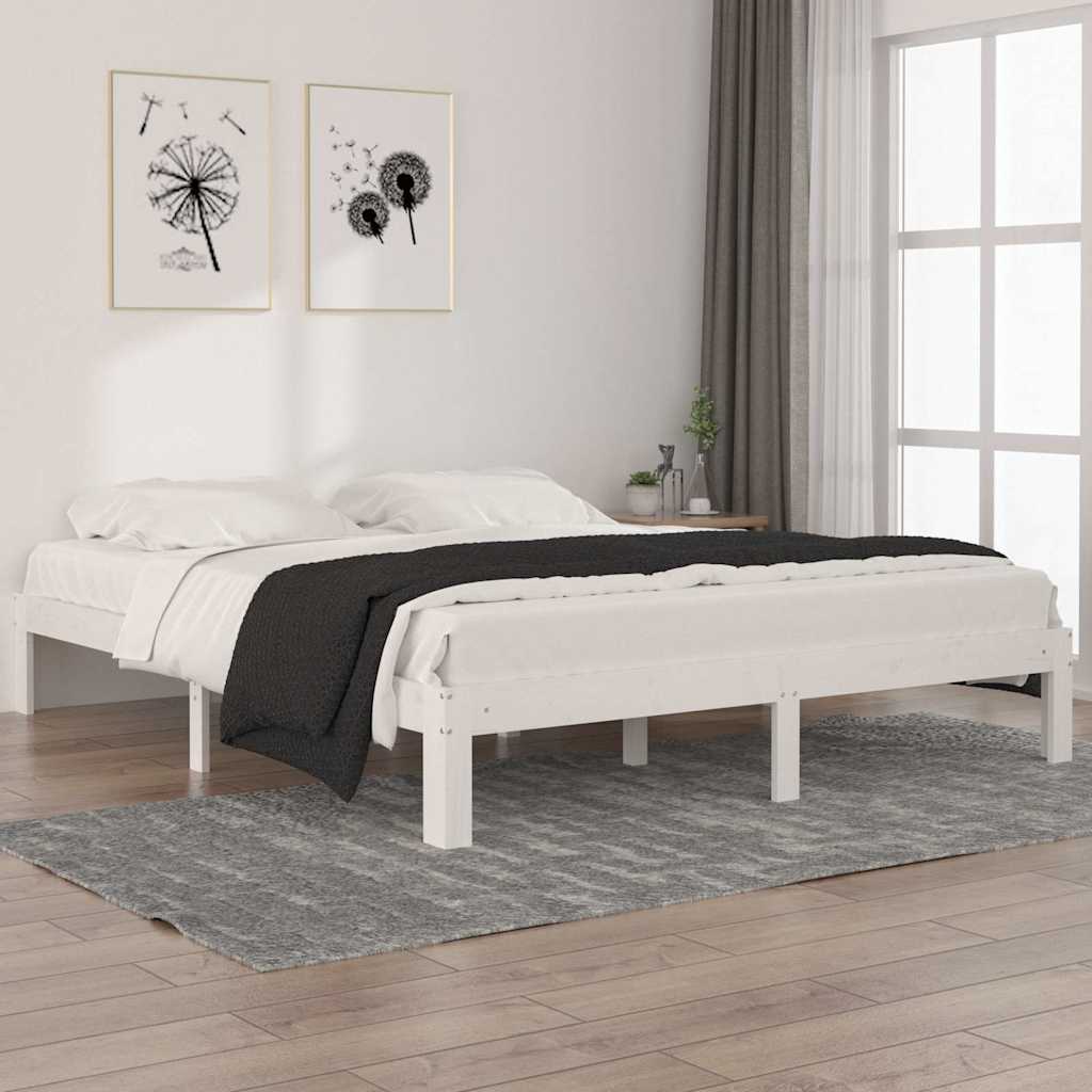 vidaXL Rama ��ka, bia�a, lite drewno sosnowe, 160 x 200 cm